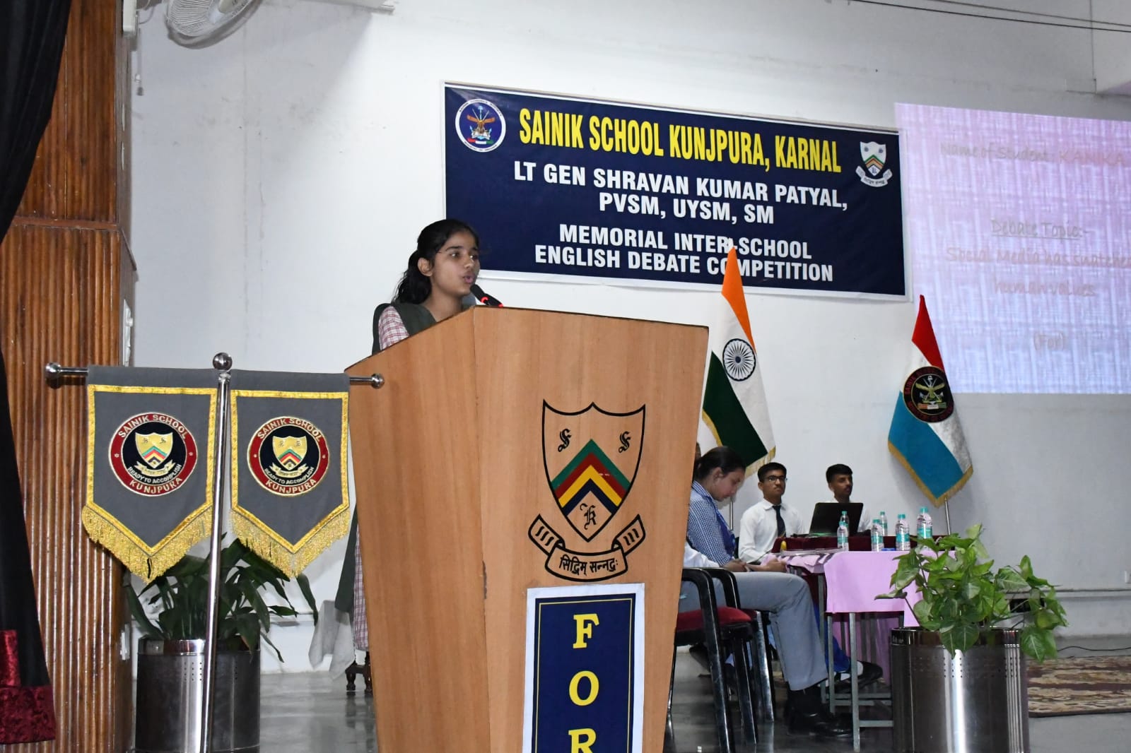 Maj Gen Shravan Kumar Patyal, PVSM, UYSM, SM, PhD Memorial Inter-School English Debate